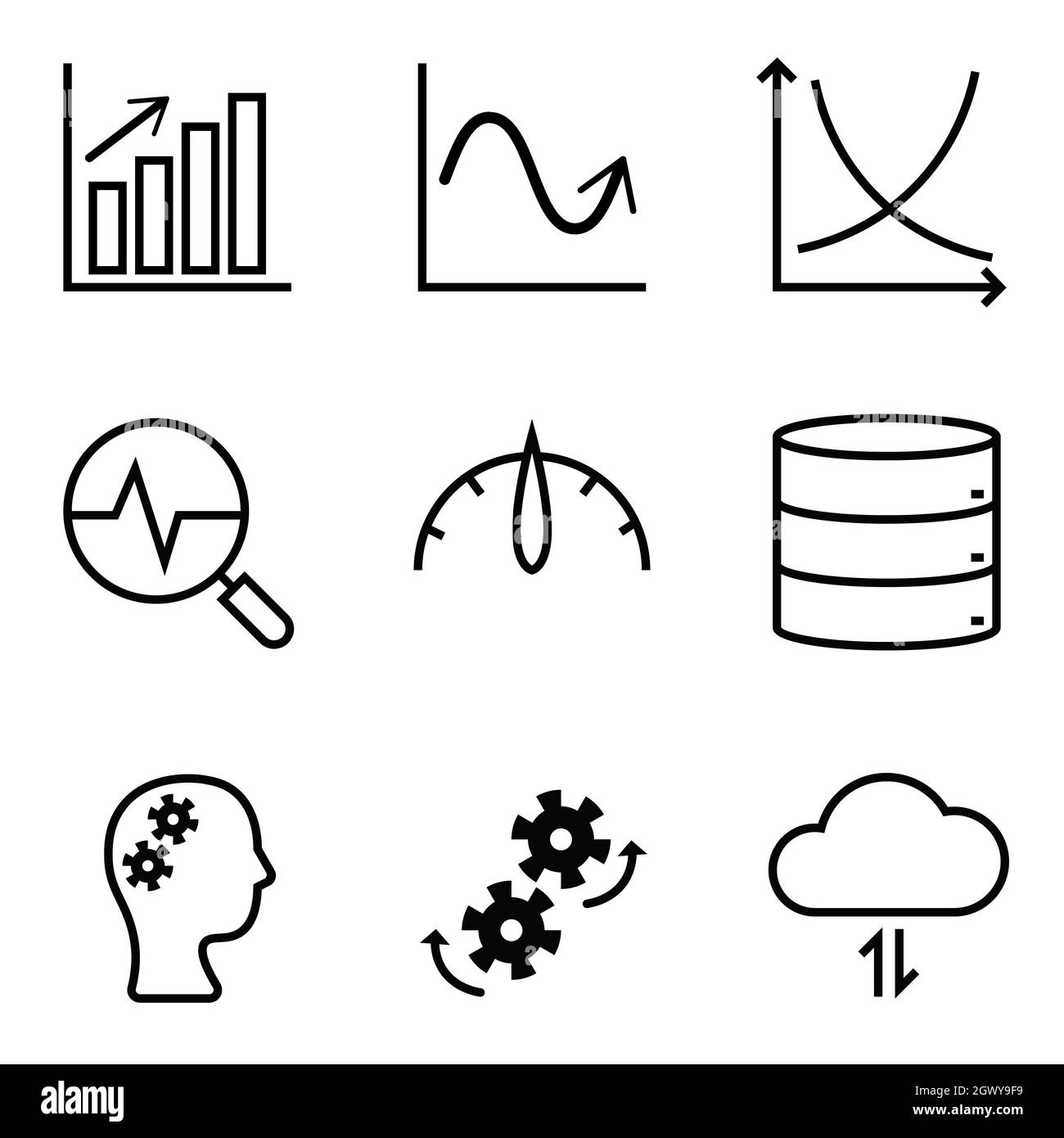 Datenanalyse Icon Set , Visualisierungsdiagramm und Grafik mit Daten ...