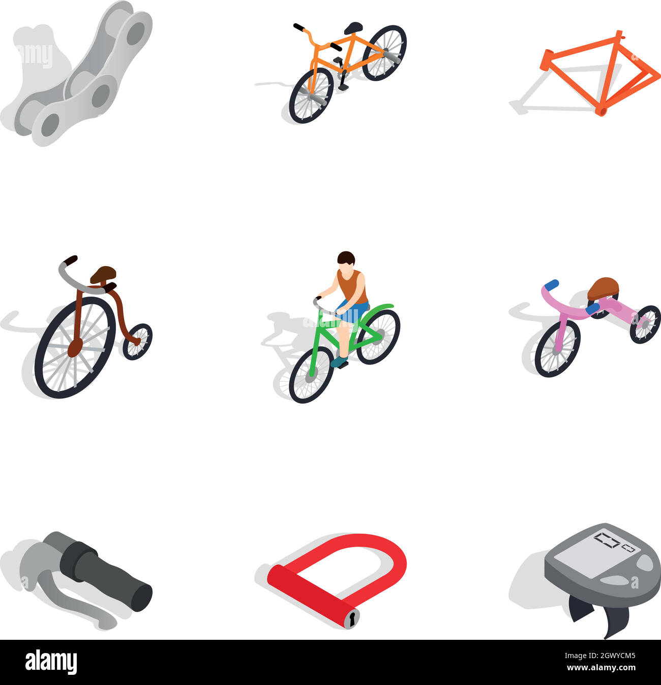 Fahrrad Sport Fitness Symbole gesetzt Stock Vektor