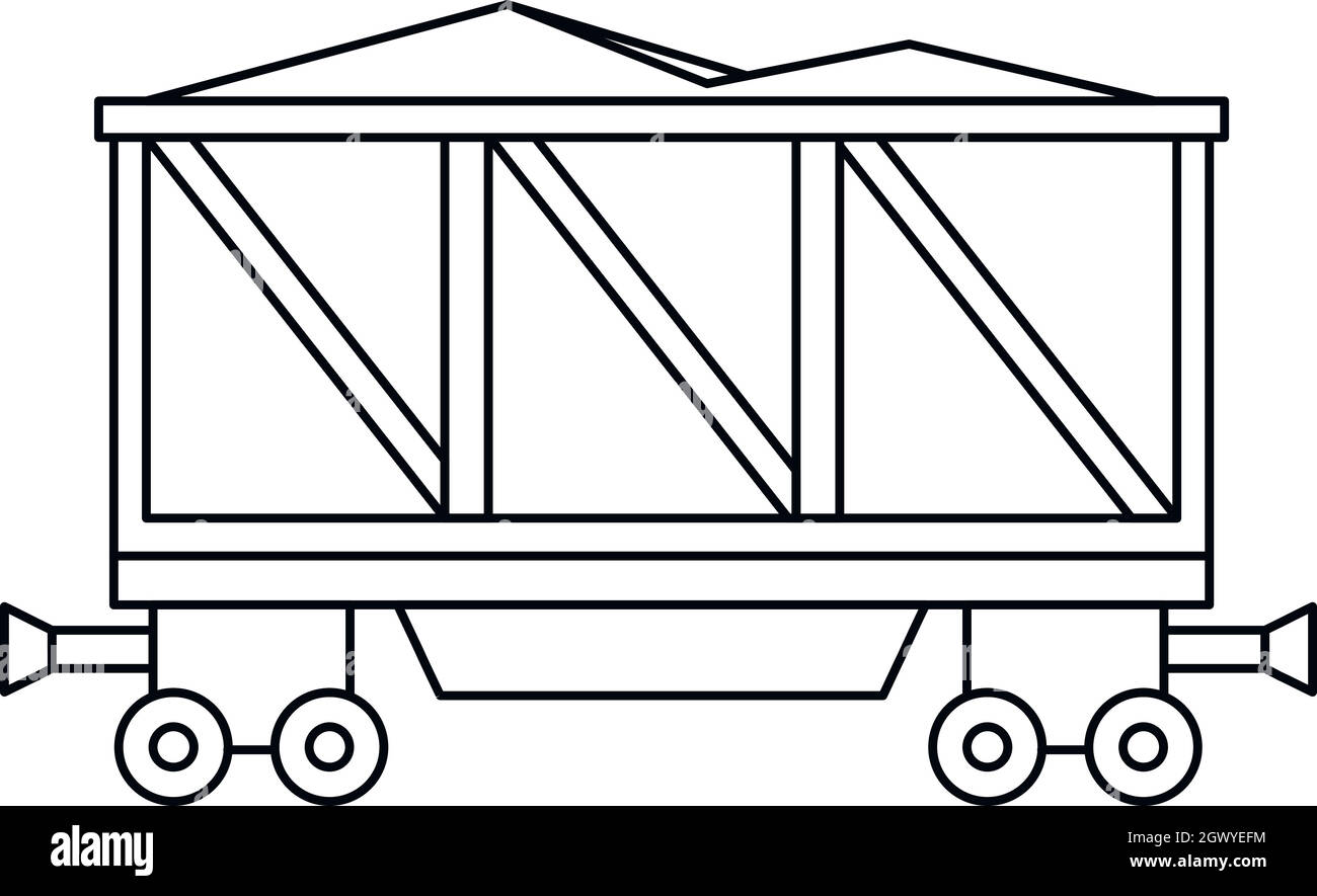 Beladenen Eisenbahnwaggon Symbol, outline Style Stock Vektor