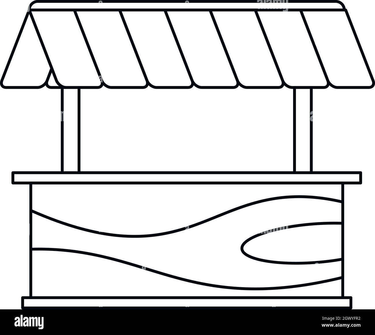 Straße mit Markise Symbol Stall, outline Style Stock Vektor