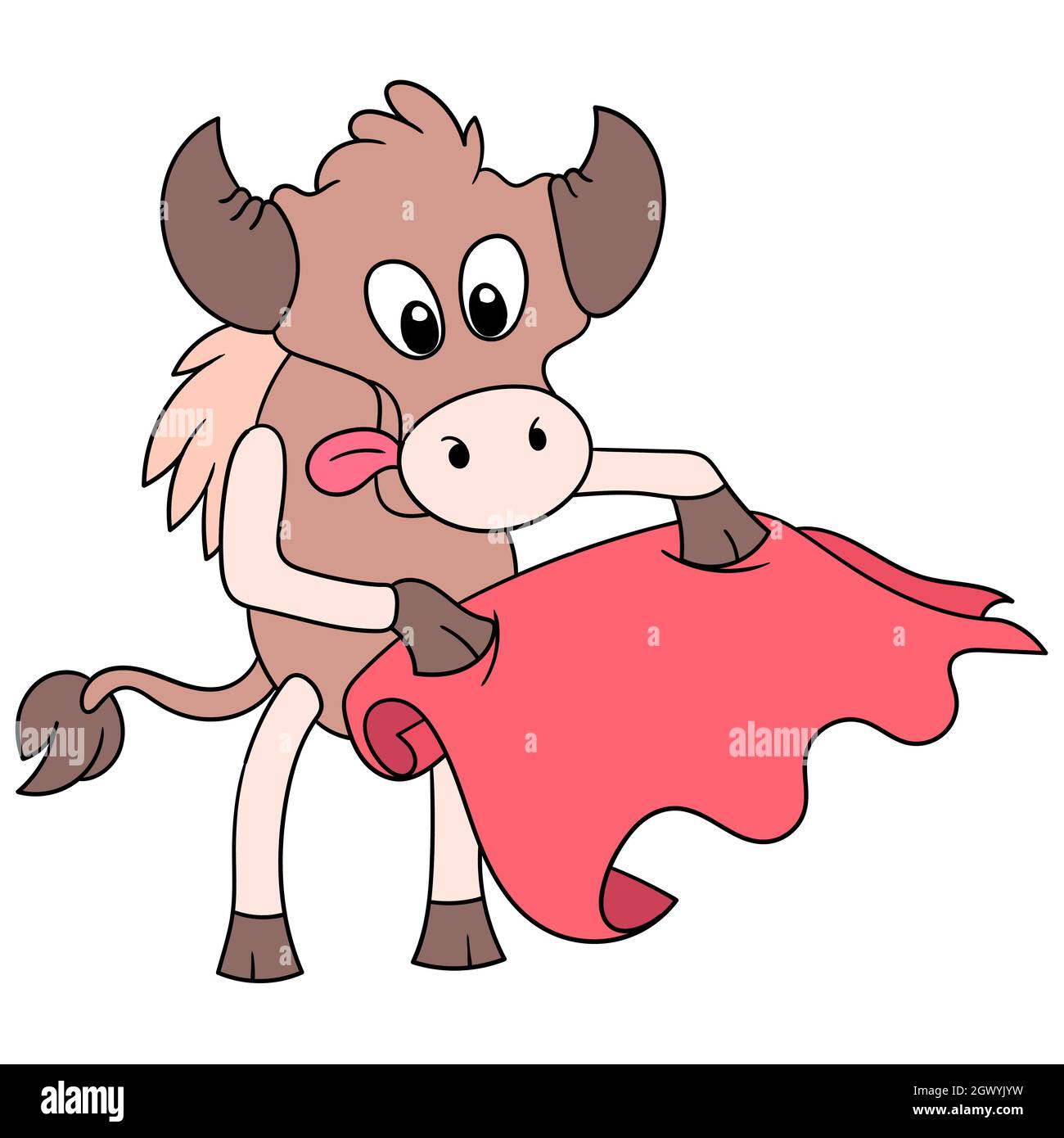 der spanische Stier ist im Matador-Stil und trägt ein rotes Tuch  Stock-Vektorgrafik - Alamy