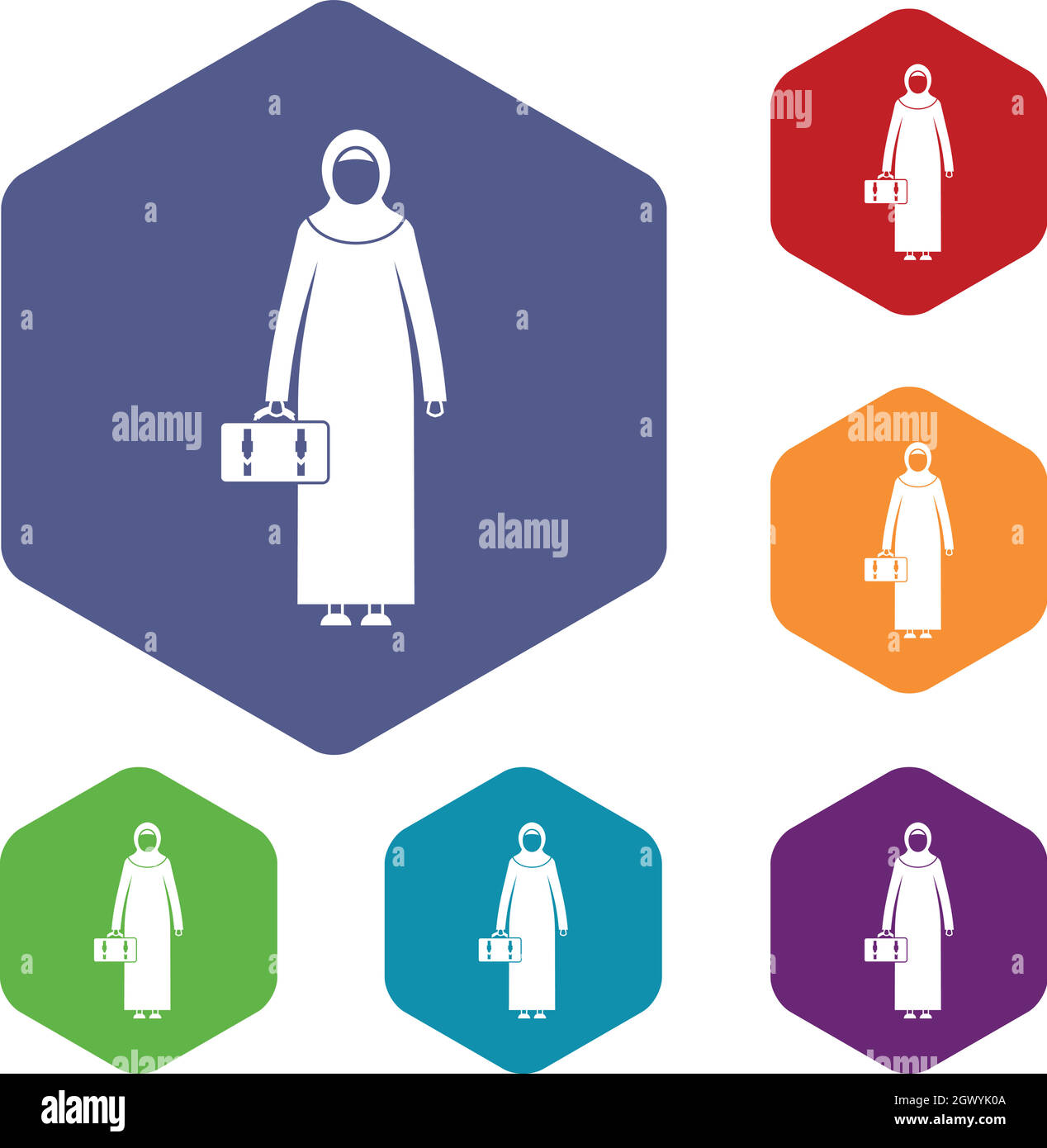 Arabische Frau Icons set Stock Vektor