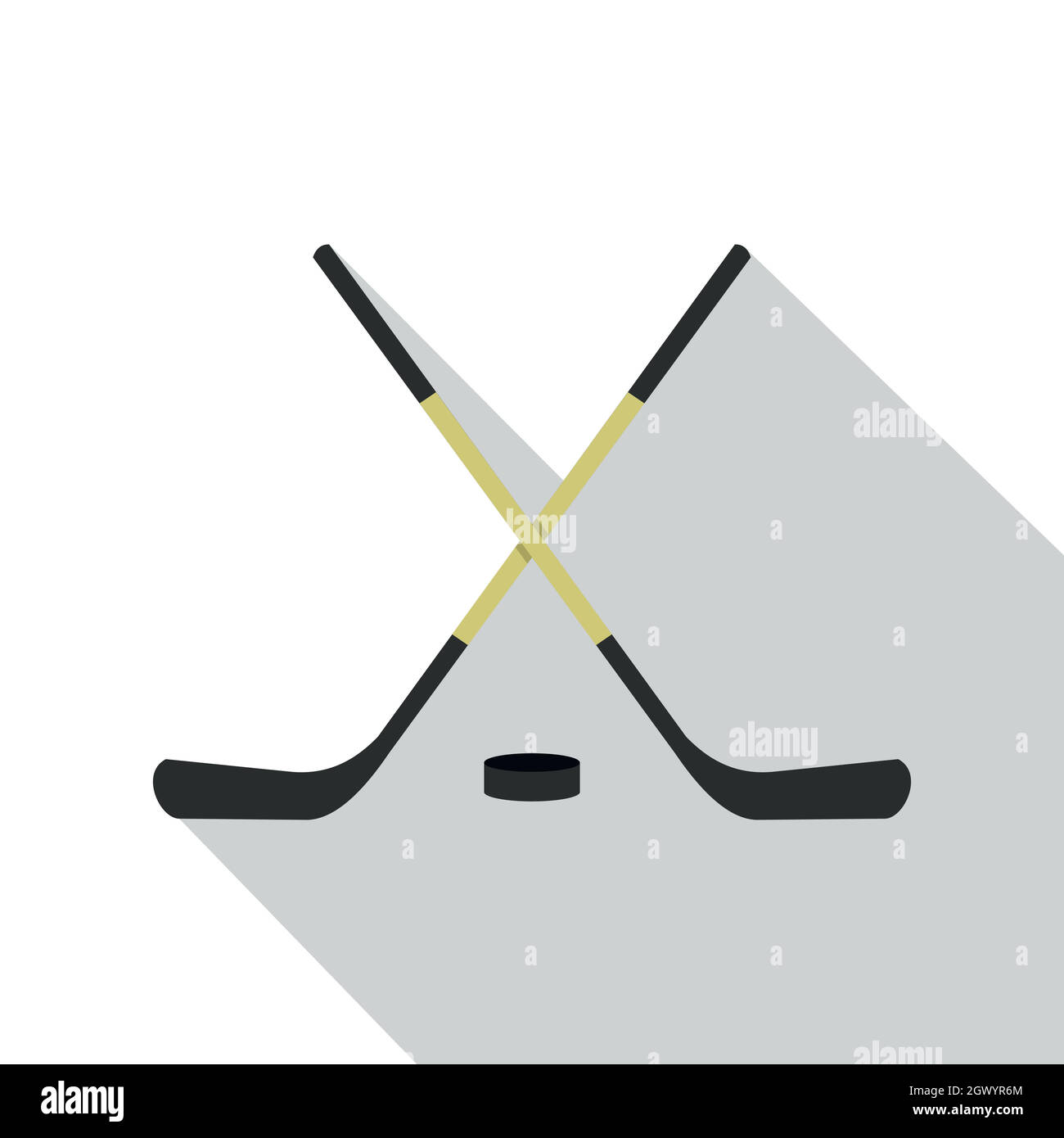 Gekreuzt Hockeyschläger Symbol, flacher Stil Stock Vektor
