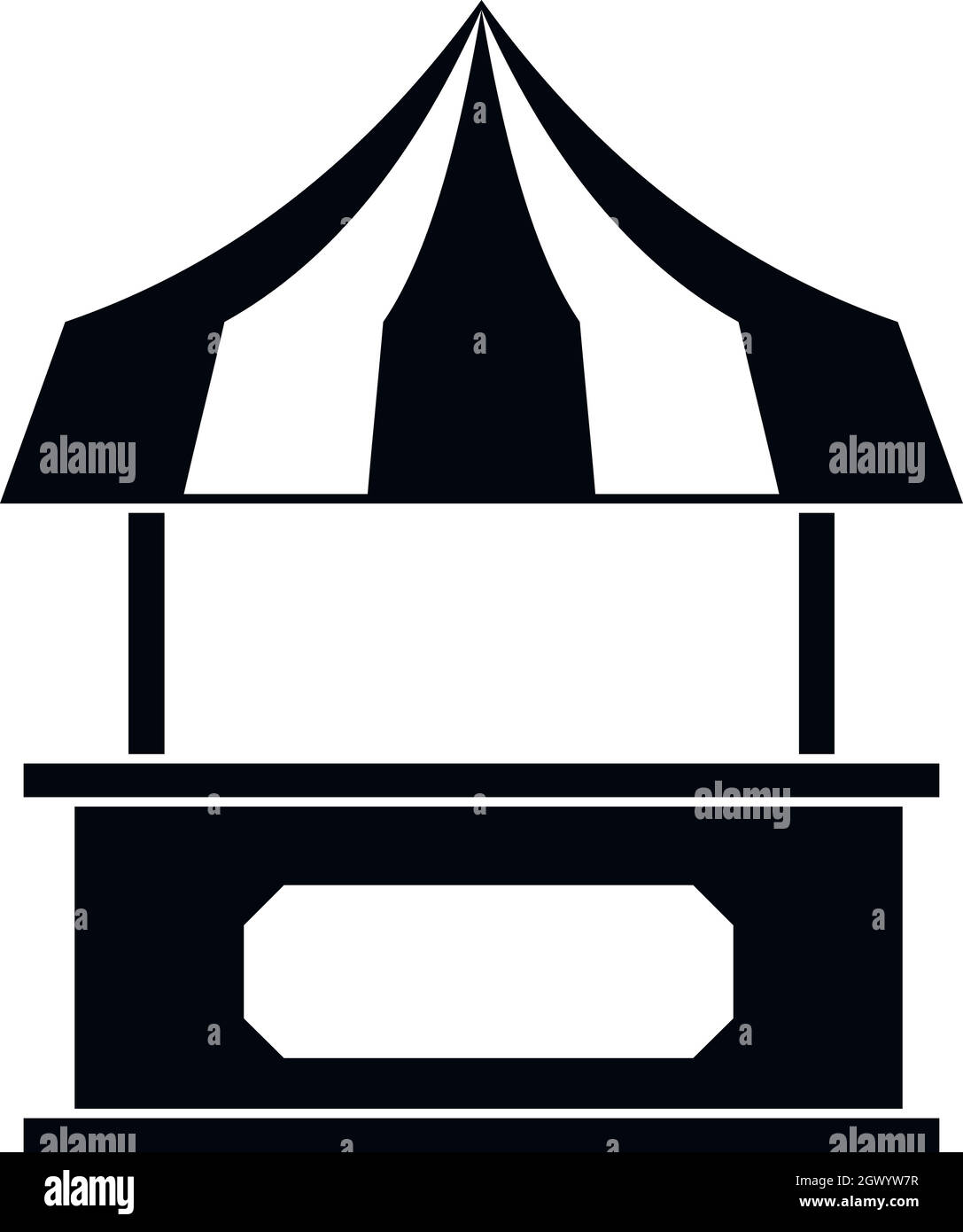 Store Kiosk mit gestreiften Markise Symbol, einfachen Stil Stock Vektor