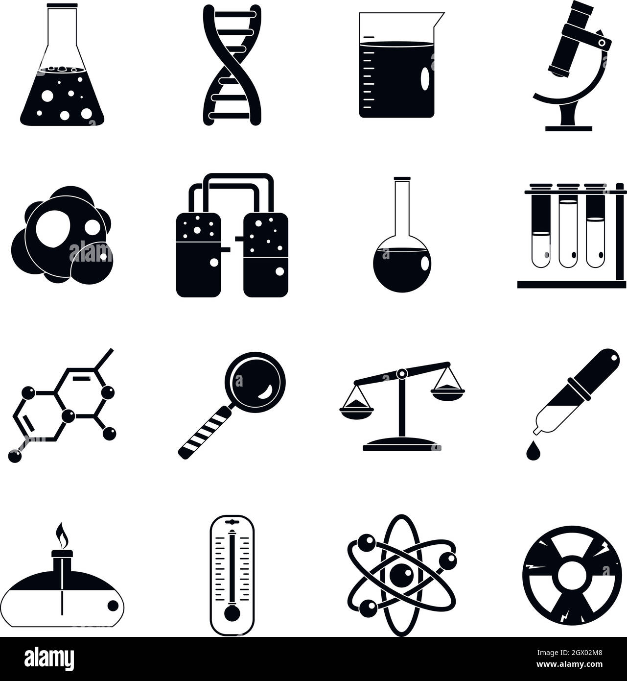 Chemisches Labor Symbole gesetzt, einfachen Stil Stock Vektor