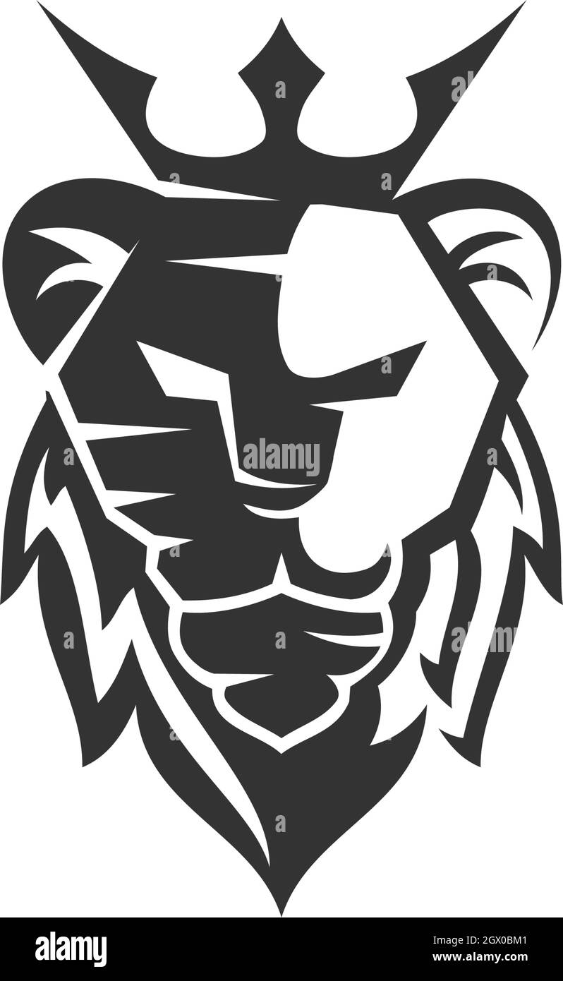 Lion Head Krone Maskottchen Emblem Vorlage Marke Modern Stock Vektor