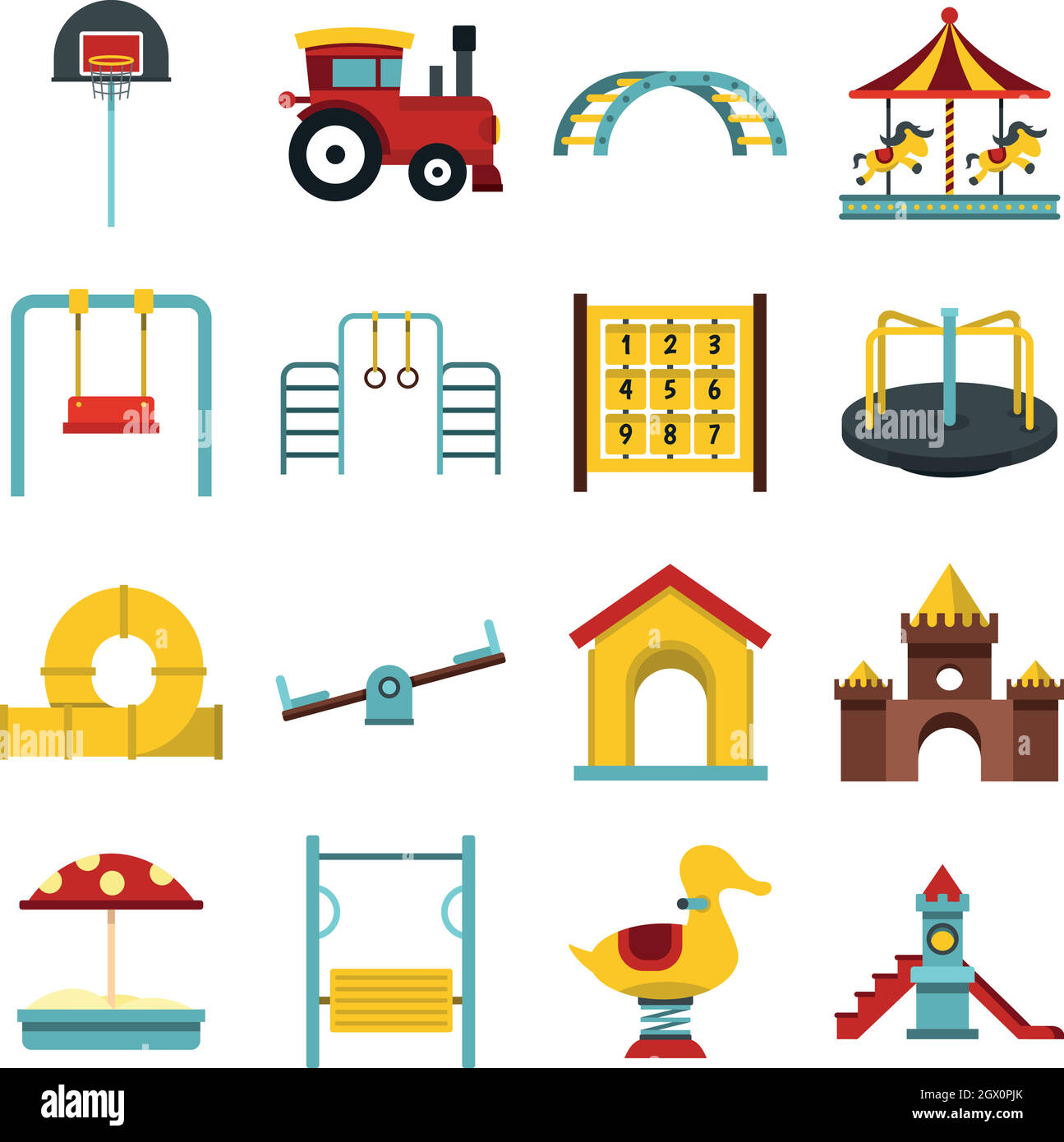 Spielplatz stellen flach icons Stock Vektor
