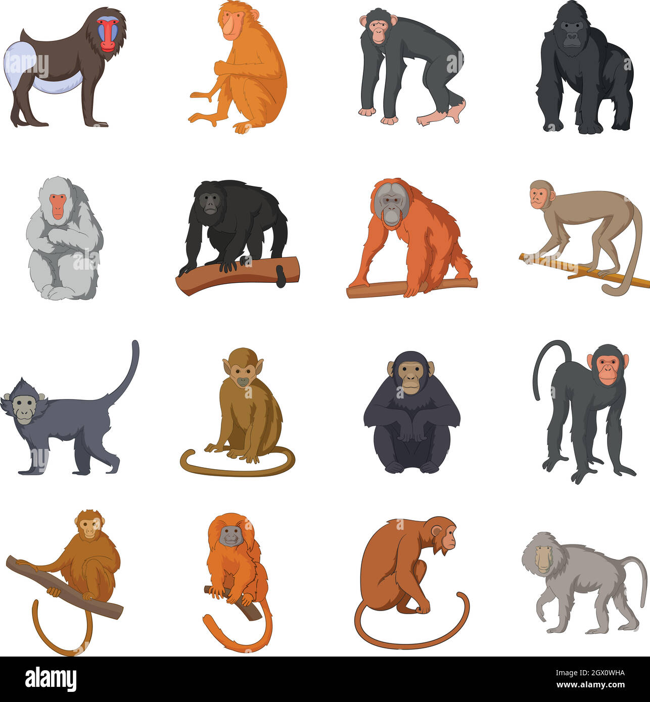 Monkeys affen vektor illustration Ausgeschnittene Stockfotos und ...