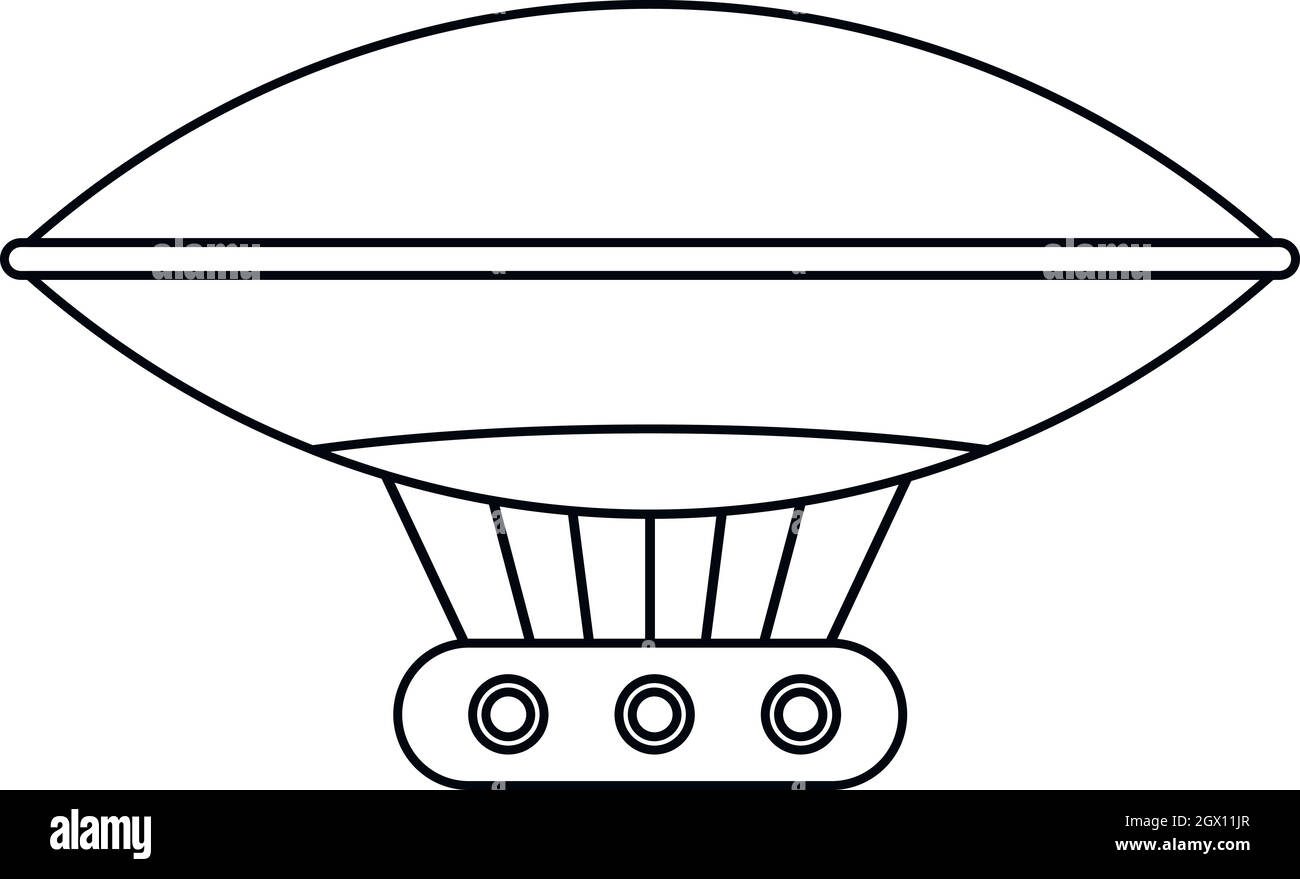 Vintage Helium-Luft-Ballon-Symbol, Umriss-Stil Stock Vektor