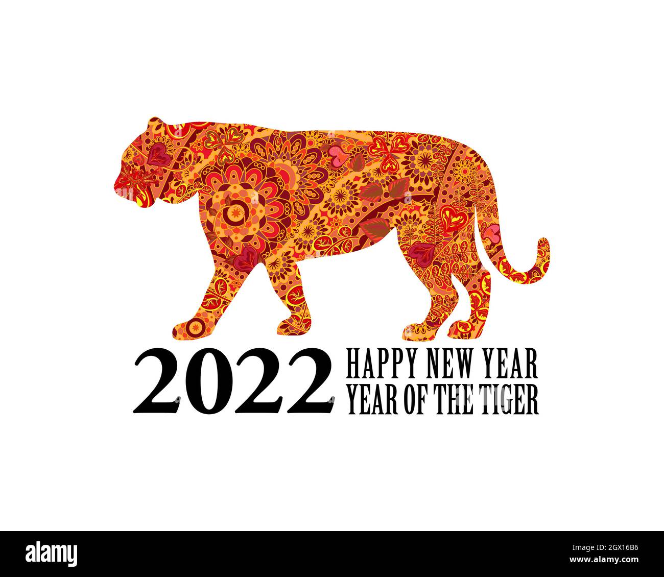 Chinesische Neujahrskarte 2022 Festliche Vektorkarte Design Mit Tigern Sternzeichen Von 2022 Jahr Schriftzug Frohes Neues Jahr Jahr Des Tigers Stock Vektorgrafik Alamy