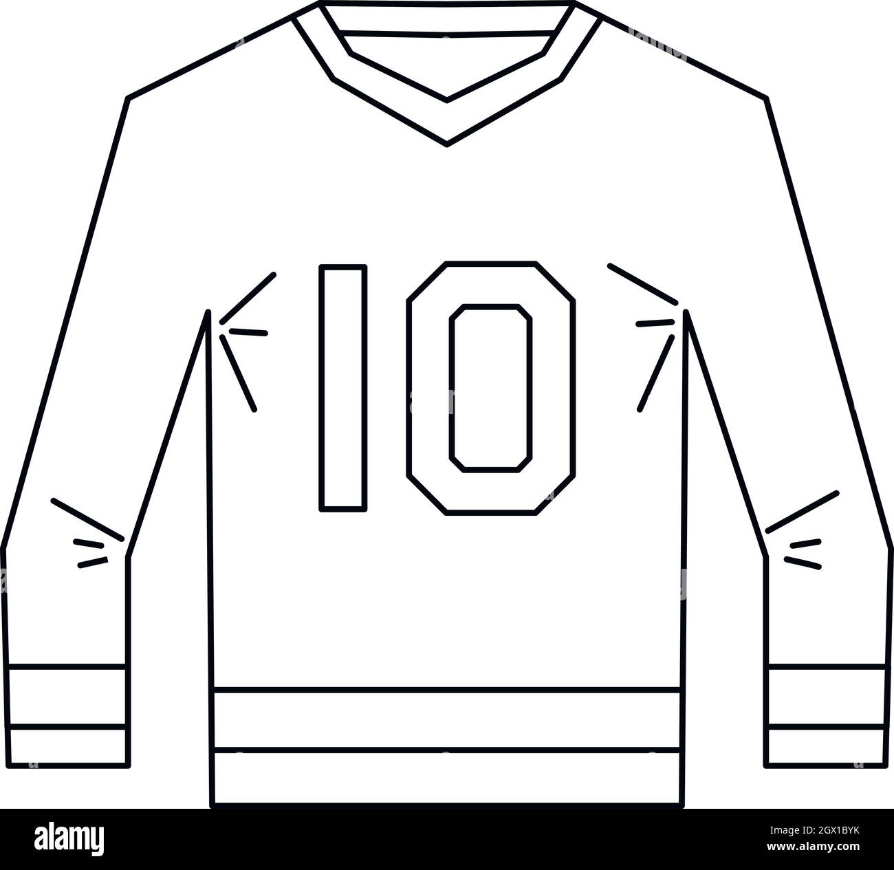 Sport Shirt mit der Nummer 10 Symbol outline Style Stock Vektor