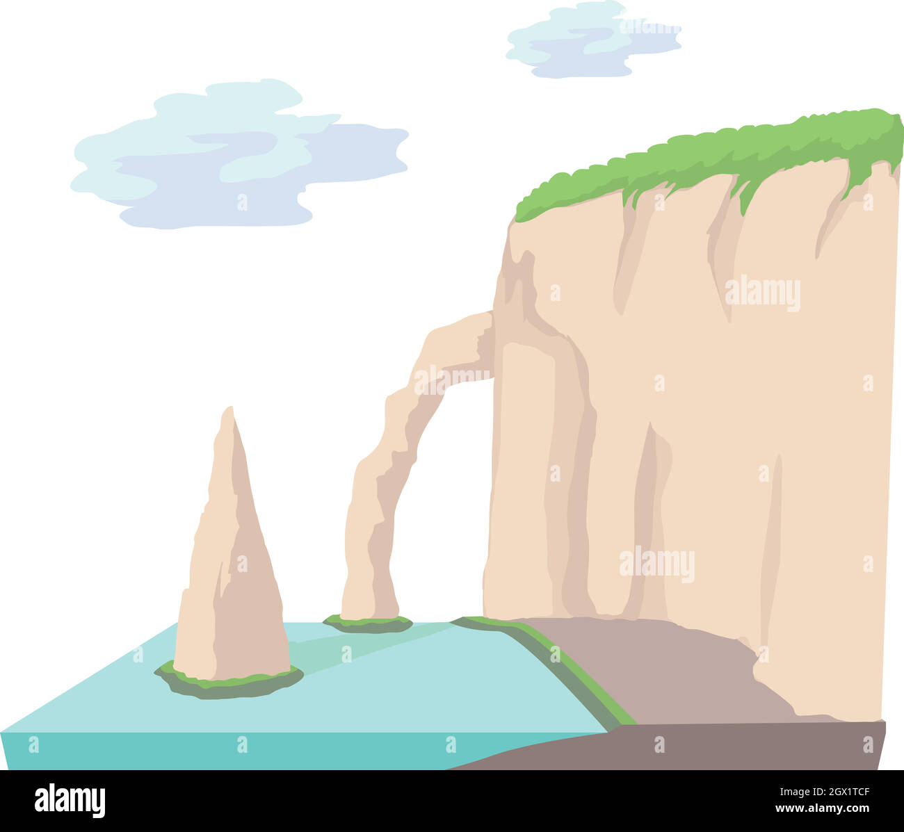 Sea Cliff Symbol, Cartoon Stil Stock Vektor