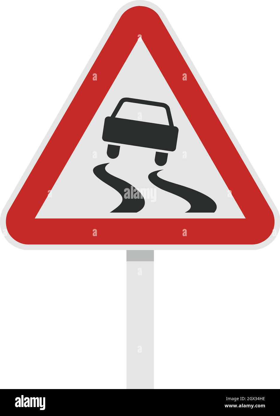 Rutschig bei Nässe Straße Zeichen Symbol, flachen Stil Stock Vektor