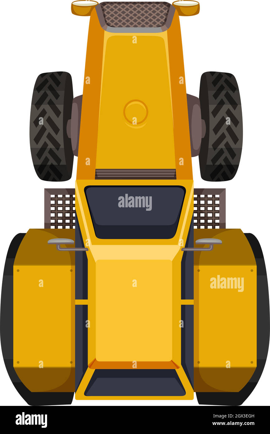 Gelber Traktor in großem Maßstab Stock Vektor