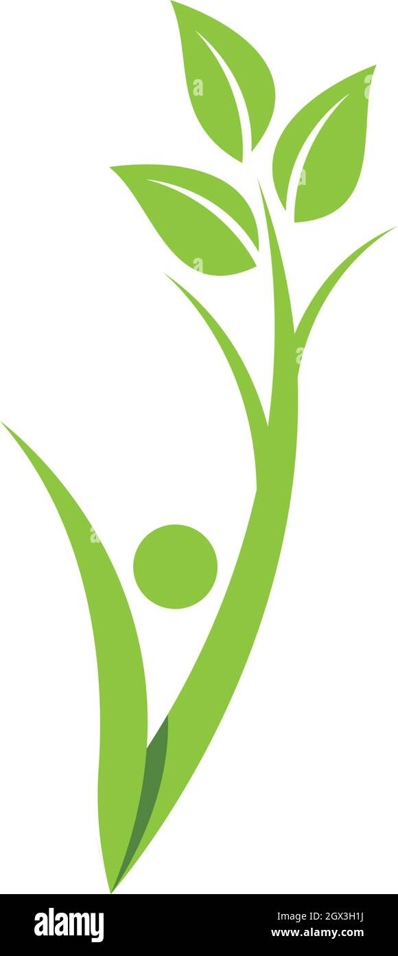 Menschlicher Charakter, Green Life Logo Zeichen Stock Vektor