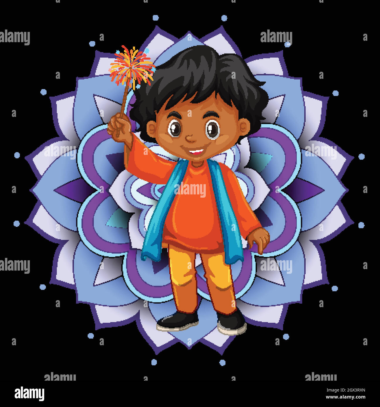 Hintergrunddesign mit fröhlichen Kindern und Mandala-Mustern Stock Vektor