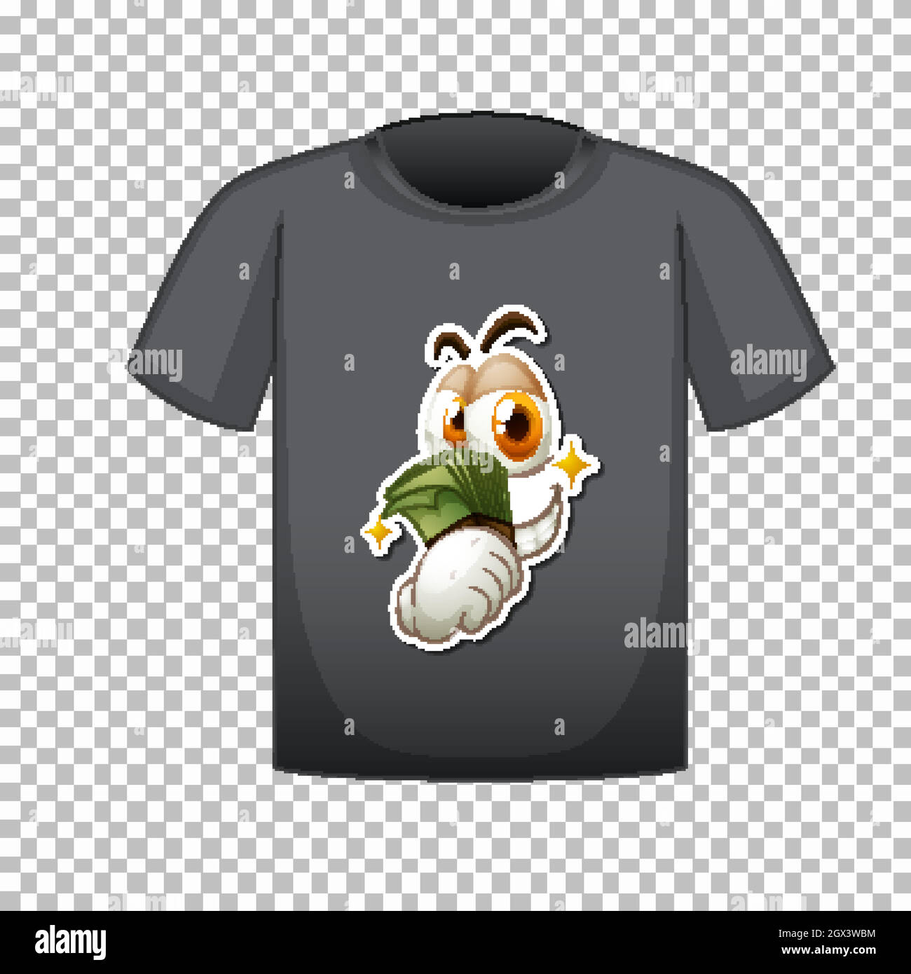 T-Shirt-Dessin mit Grafik vorne Stock Vektor