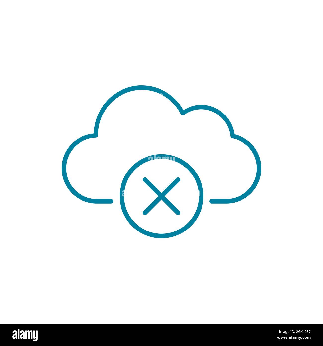 Symbol für die Fehlerzeile der Wolke. Cloud-Computing-Zugriff verweigert. Symbol „Server nicht gefunden“. Löschen oder entfernen Sie die Online-Datei. Verbindung abbrechen oder trennen. Stock Vektor