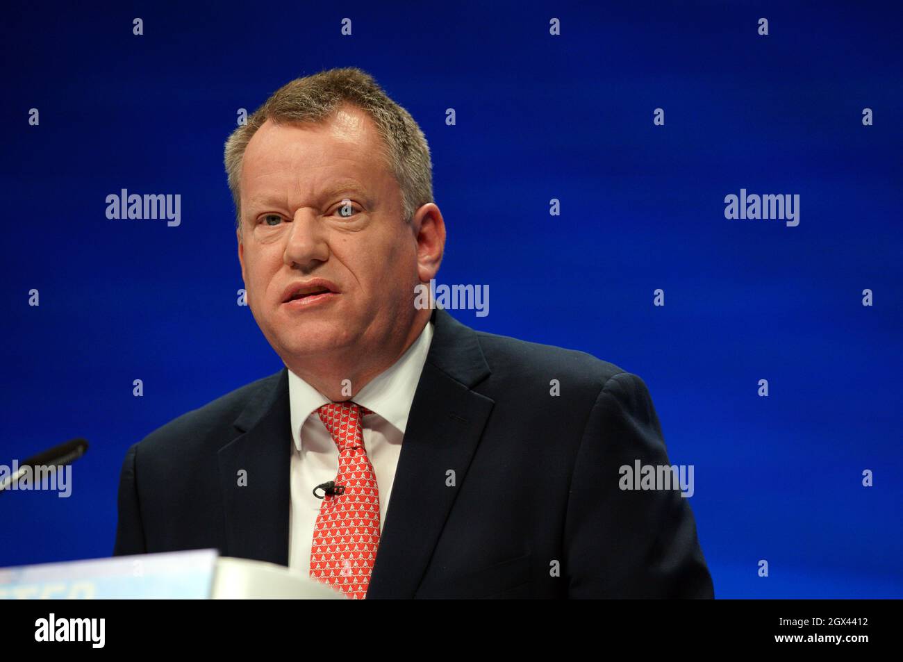 Lord David Frost, Staatsminister im Kabinett, spricht während der Konferenz der Konservativen Partei in Manchester. Bilddatum: Montag, 4. Oktober 2021. Stockfoto