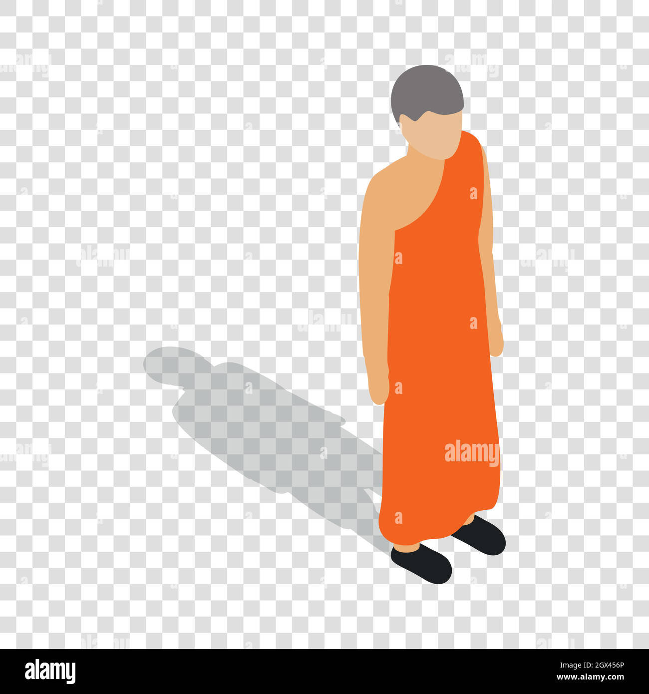 Buddhistischer Mönch tragen orange Gewand isometrische Symbol Stock Vektor