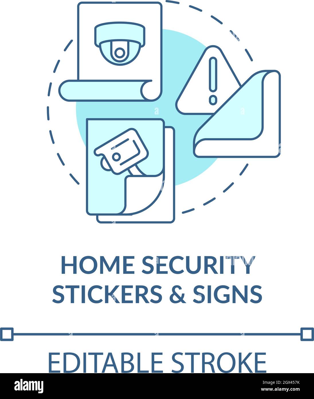 Startseite Sicherheit Aufkleber und Schilder blaues Konzept-Symbol Stock Vektor