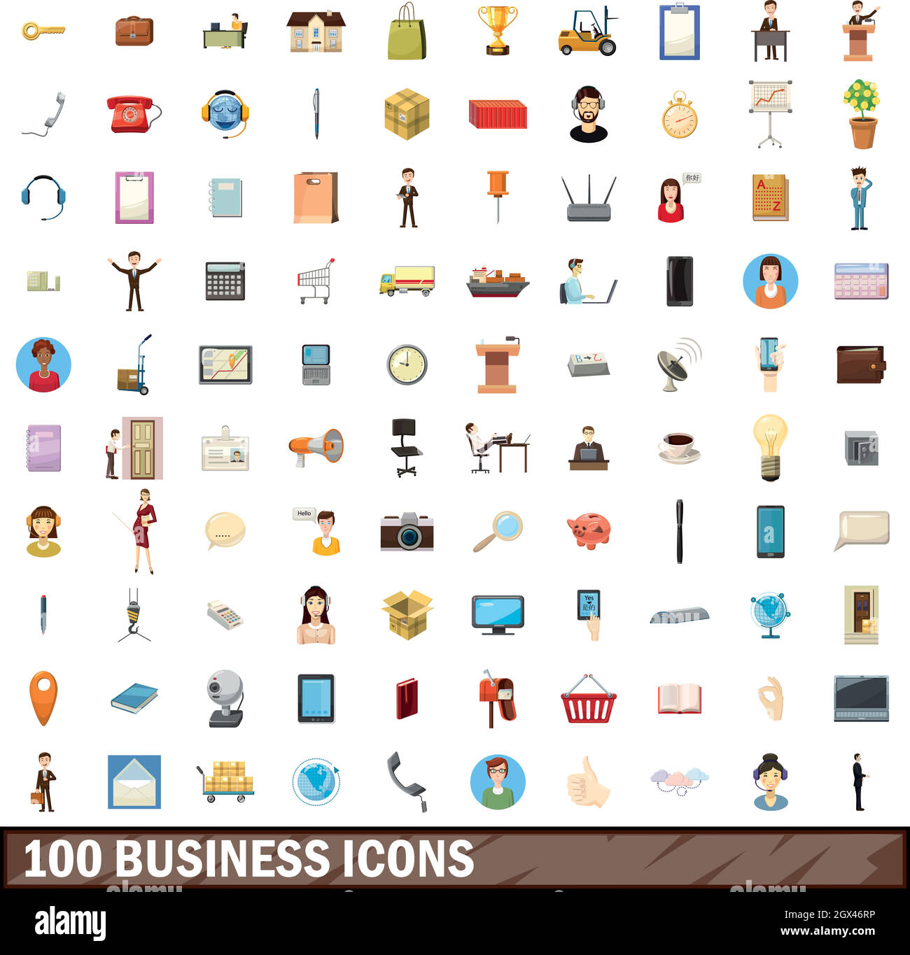 100 Business Icons set, cartoon-Stil Stock Vektor