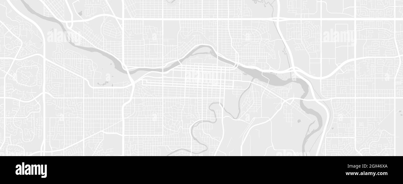 Weiß und hellgrau Calgary Stadtgebiet Vektor horizontalen Hintergrund Karte, Straßen und Wasserkartographie Illustration. Breitbildformat, digital fl Stock Vektor