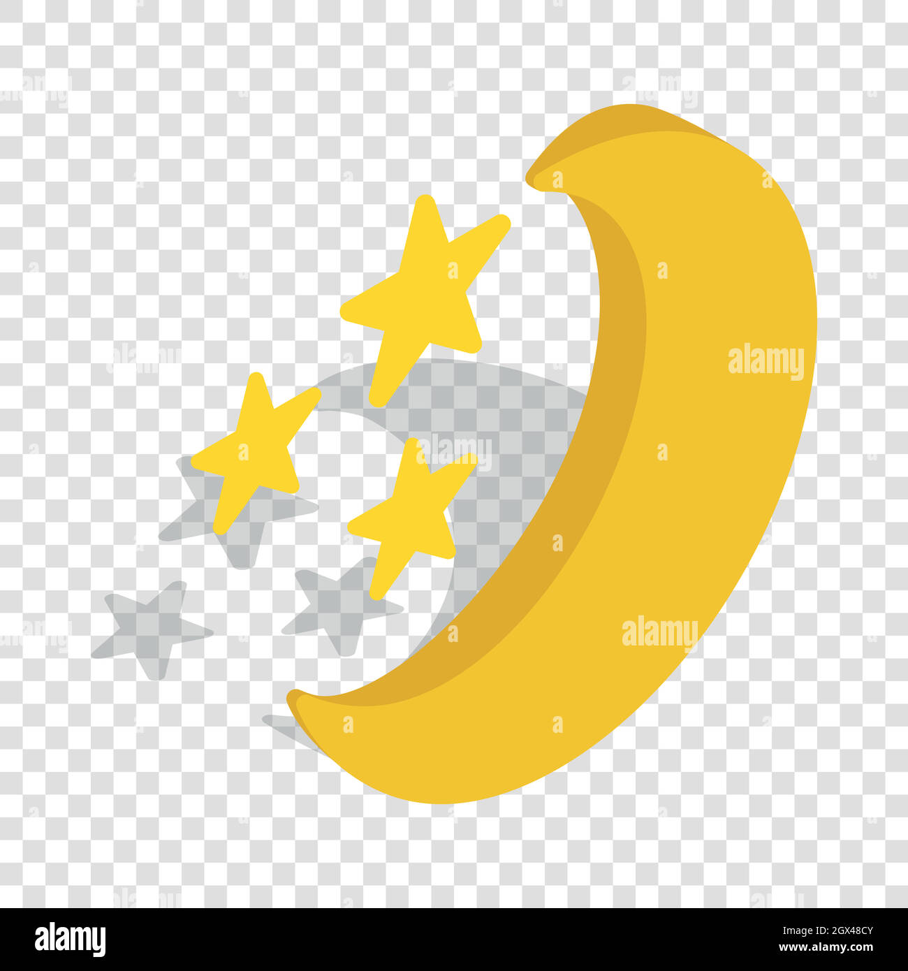 Mond und Sterne isometrische Symbol Stock Vektor