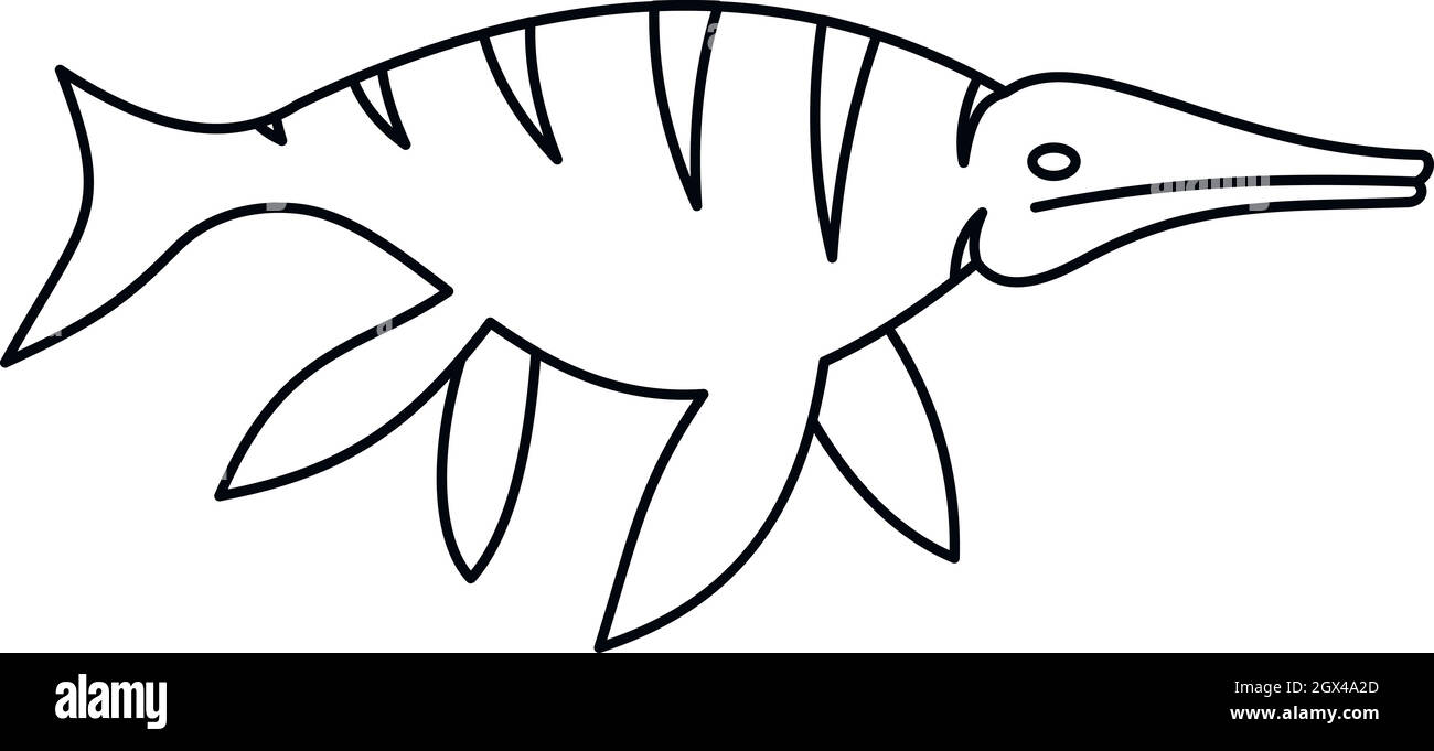 Ichthyosaur Dinosaurier Symbol, outline Style Stock Vektor