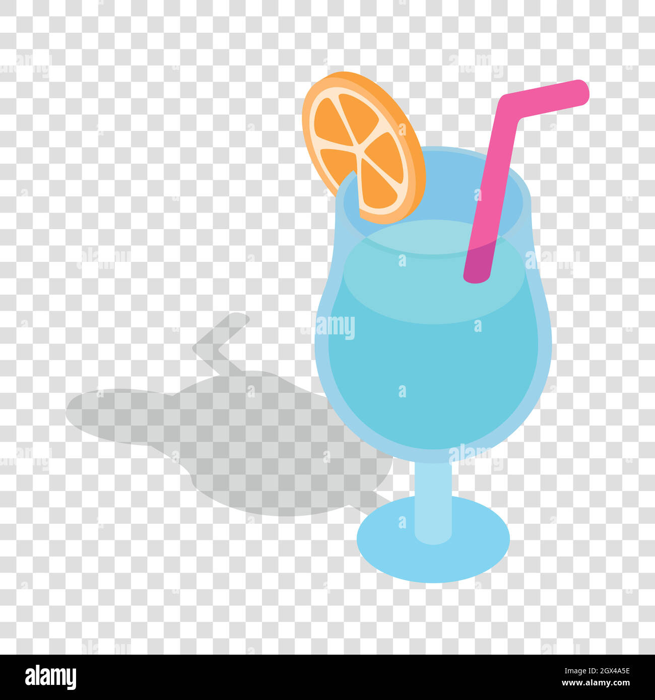 Blue Cocktail mit Scheibe orange isometrische Symbol Stock Vektor
