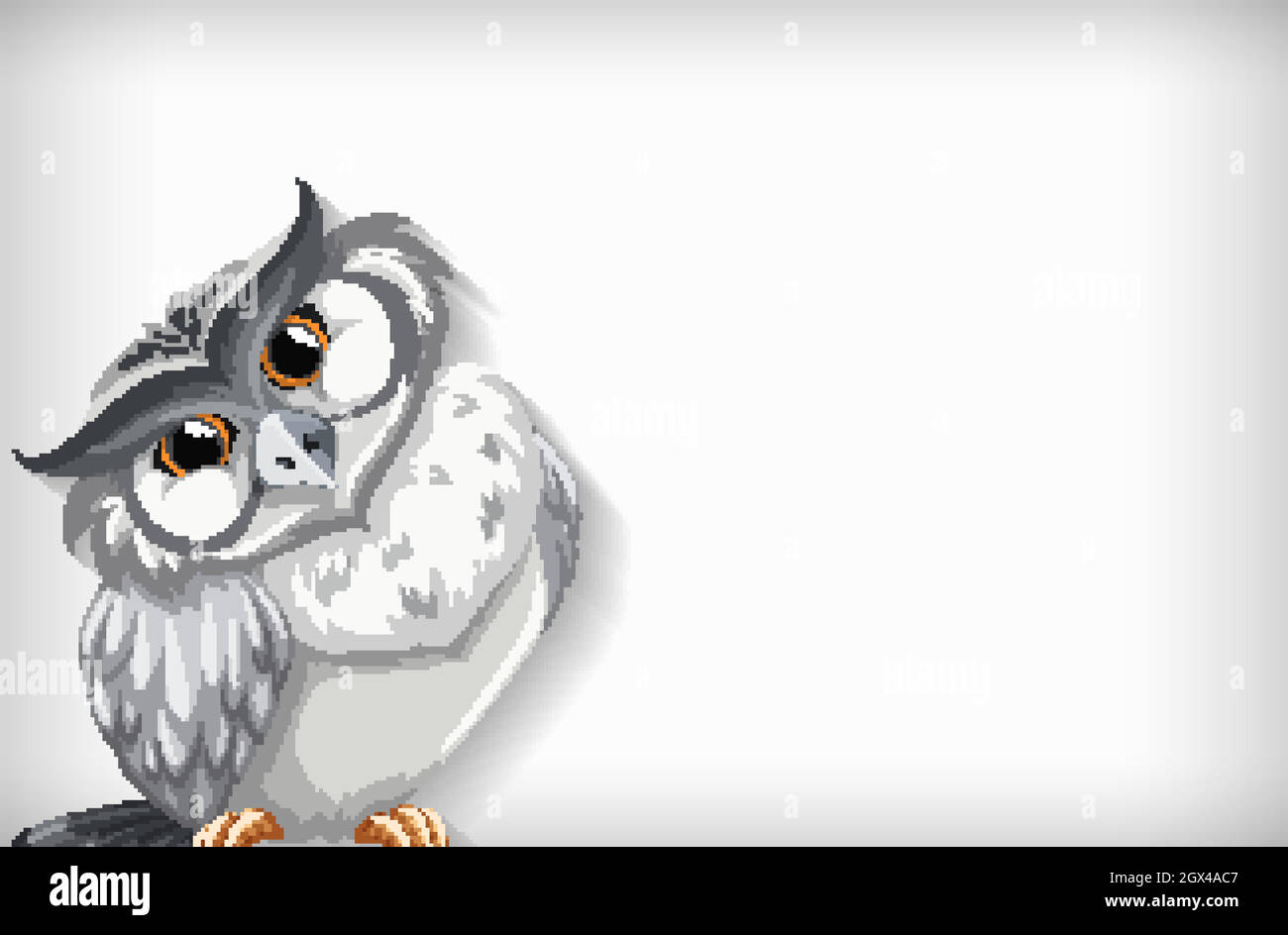 Hintergrundvorlage mit einfarbiger Farbe und Schneeeule Stock Vektor