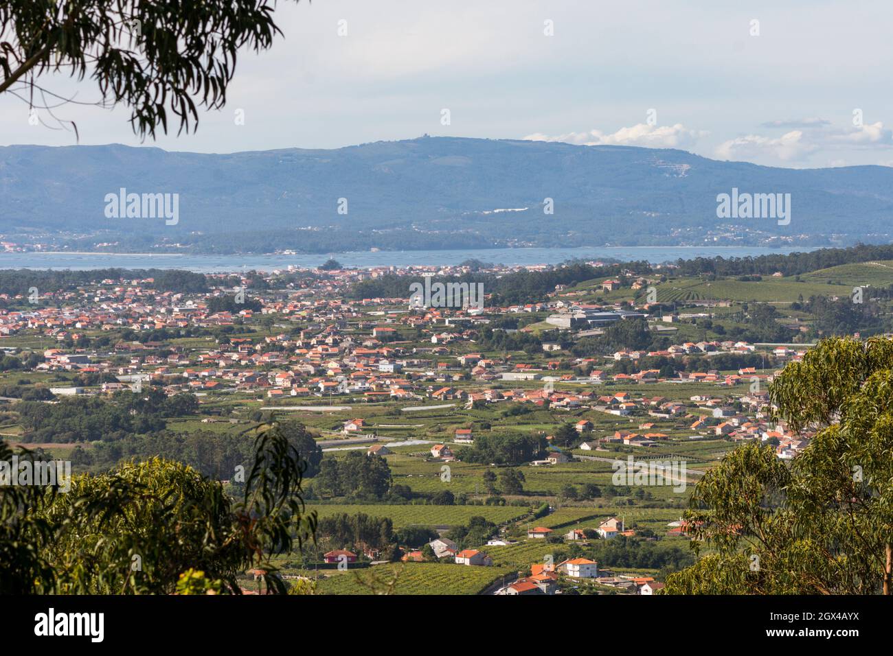 Landschaft und Landschaft in der Nähe von Cambados, Galicien, Spanien. Stockfoto