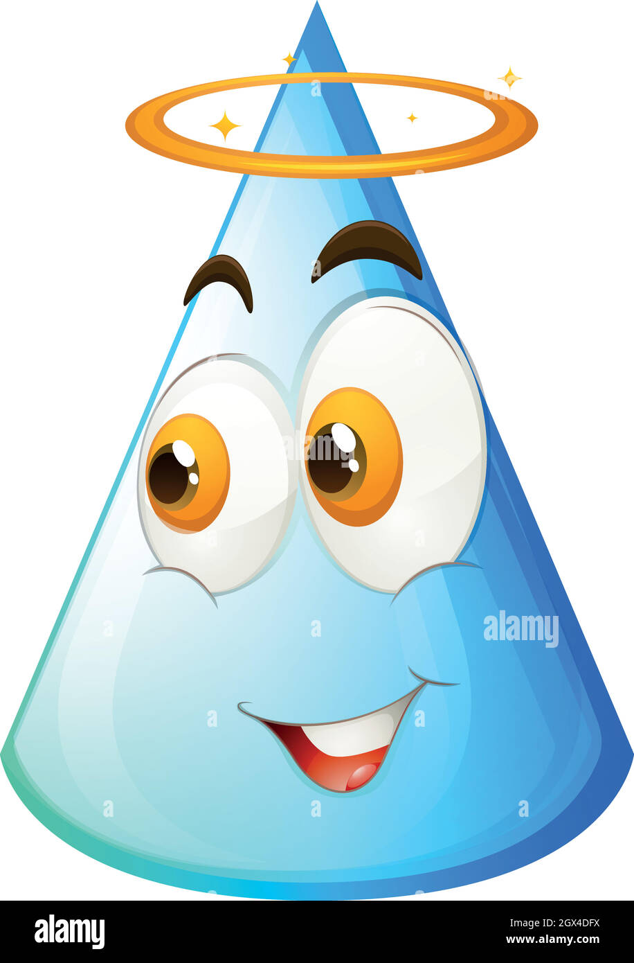 Blauer Kegel mit glücklichen Gesicht Stock Vektor