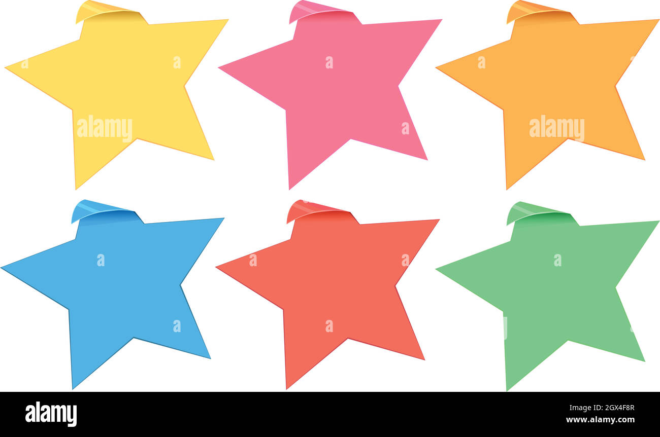 Etikettenvorlage mit Sternen in sechs Farben Stock Vektor