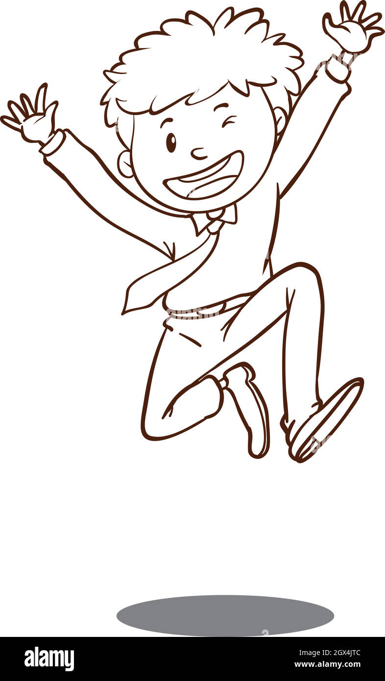 Eine einfache Skizze eines glücklichen Büroarbeiters Stock Vektor