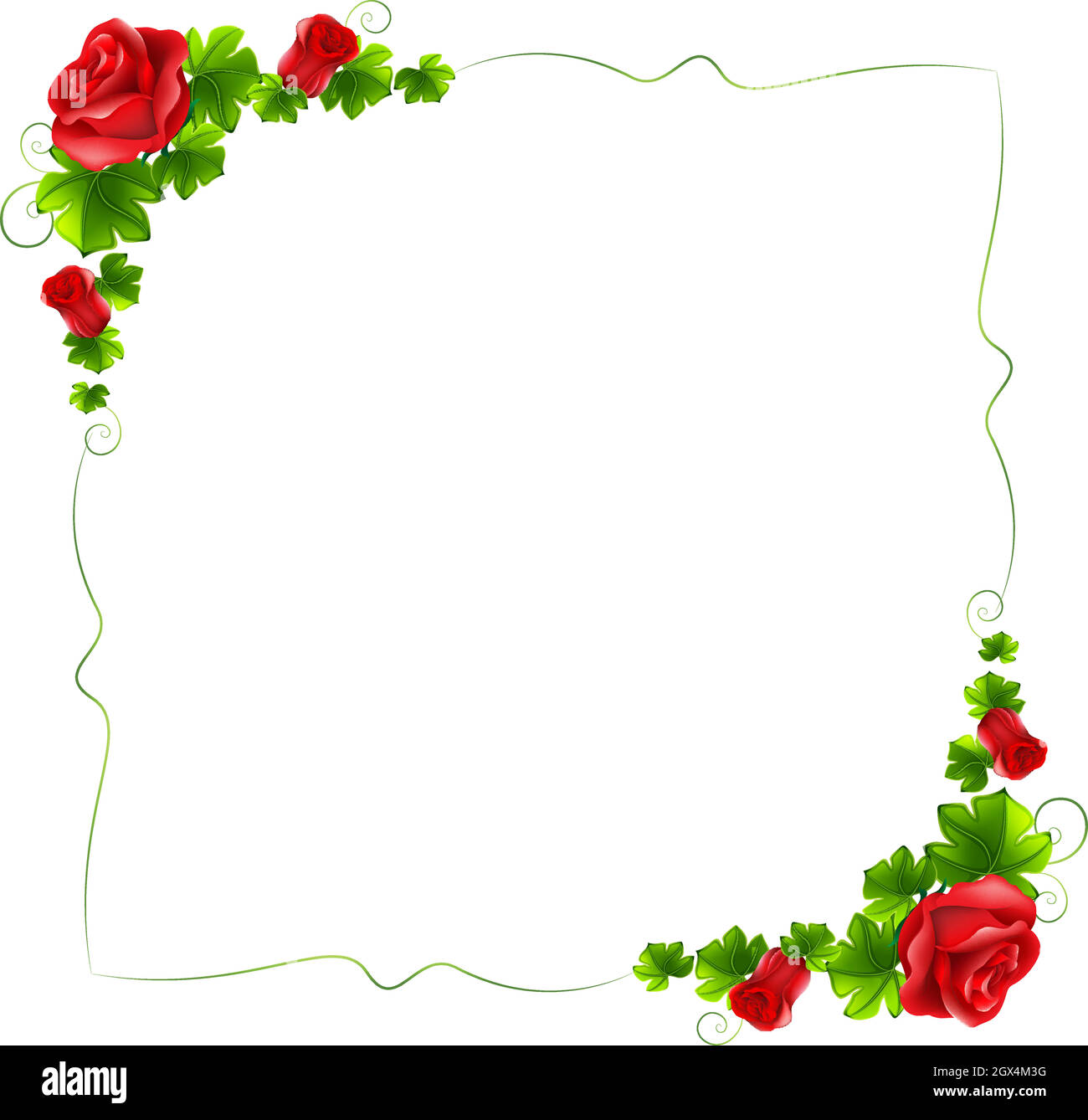 Ein floraler Rand mit roten Rosen Stock Vektor