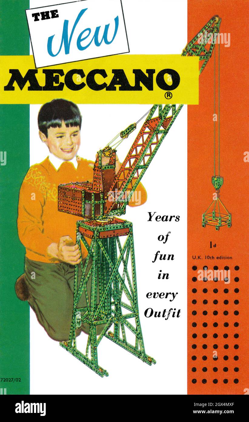 1962 Vintage Meccano Katalog Frontcover. Stockfoto