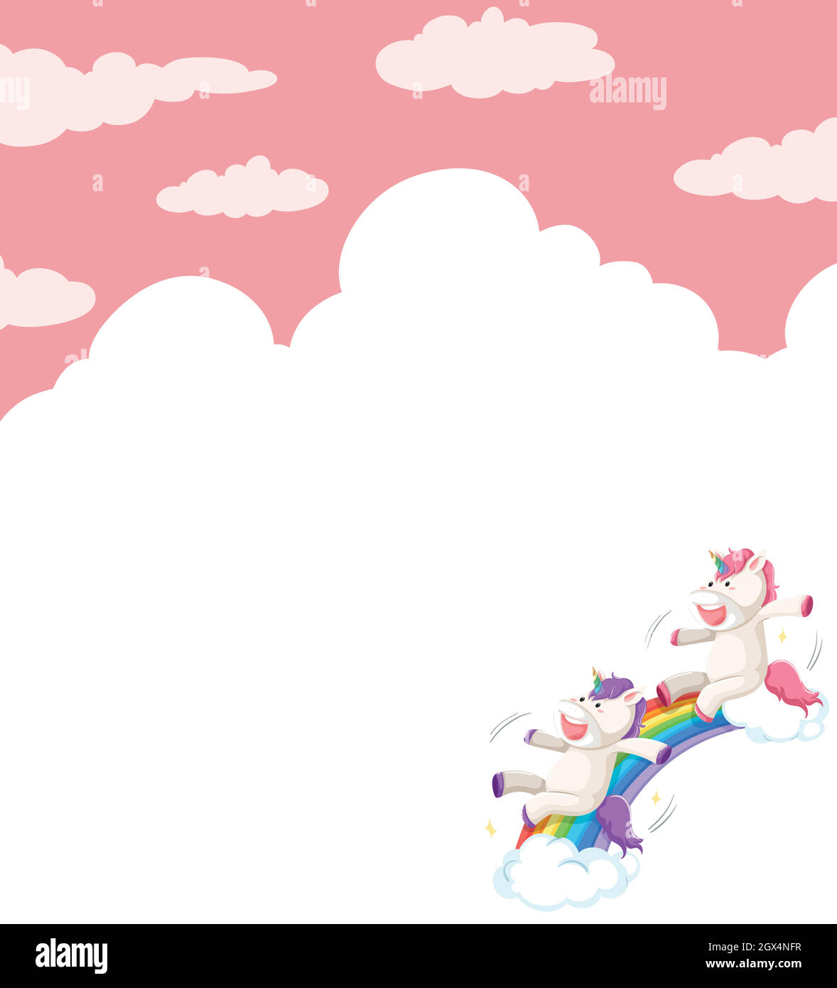 Vorlage „Einhorn auf Himmel“ Stock Vektor