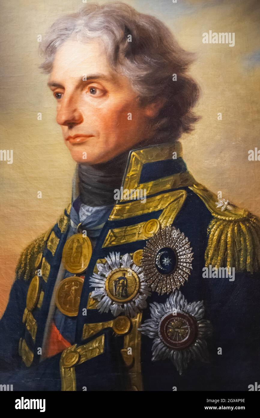 England, Hampshire, Portsmouth, Portsmouth Historic Dockyard, The Royal Navy National Museum, Portrait of Rear Admiral Lord Nelson von Heinrich Fuger d Stockfoto