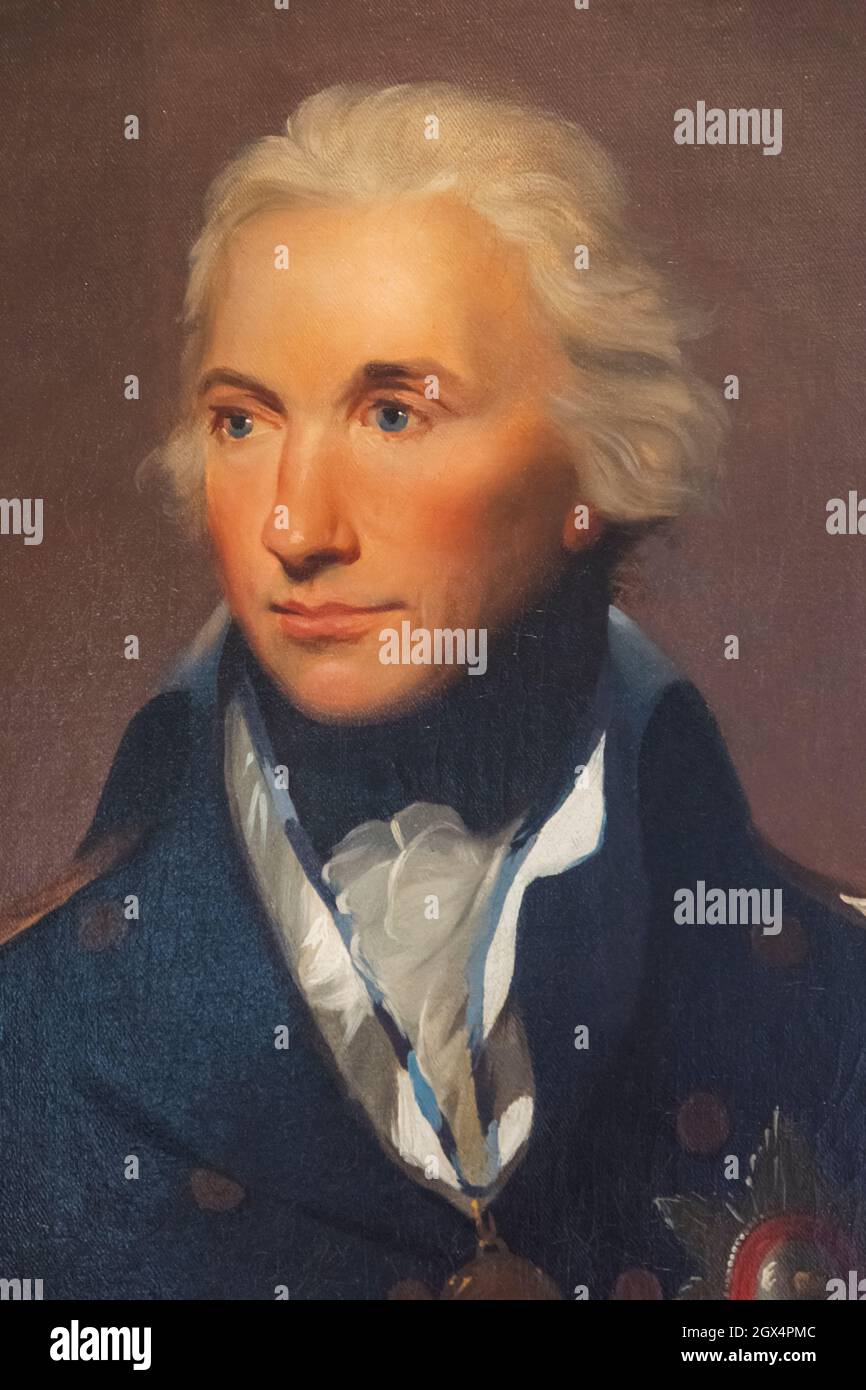 England, Hampshire, Portsmouth, Portsmouth Historic Dockyard, The Royal Navy National Museum, Portrait of Rear Admiral Lord Nelson von Lemuel Abbot dat Stockfoto