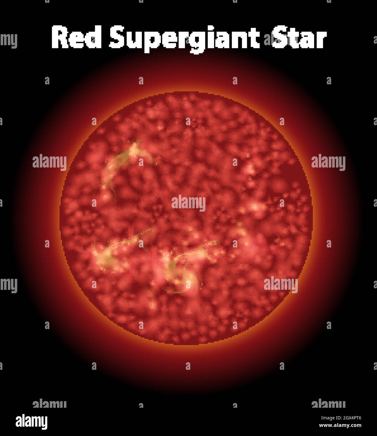 Roter Superriesenstern im dunklen Weltraum-Hintergrund Stock Vektor