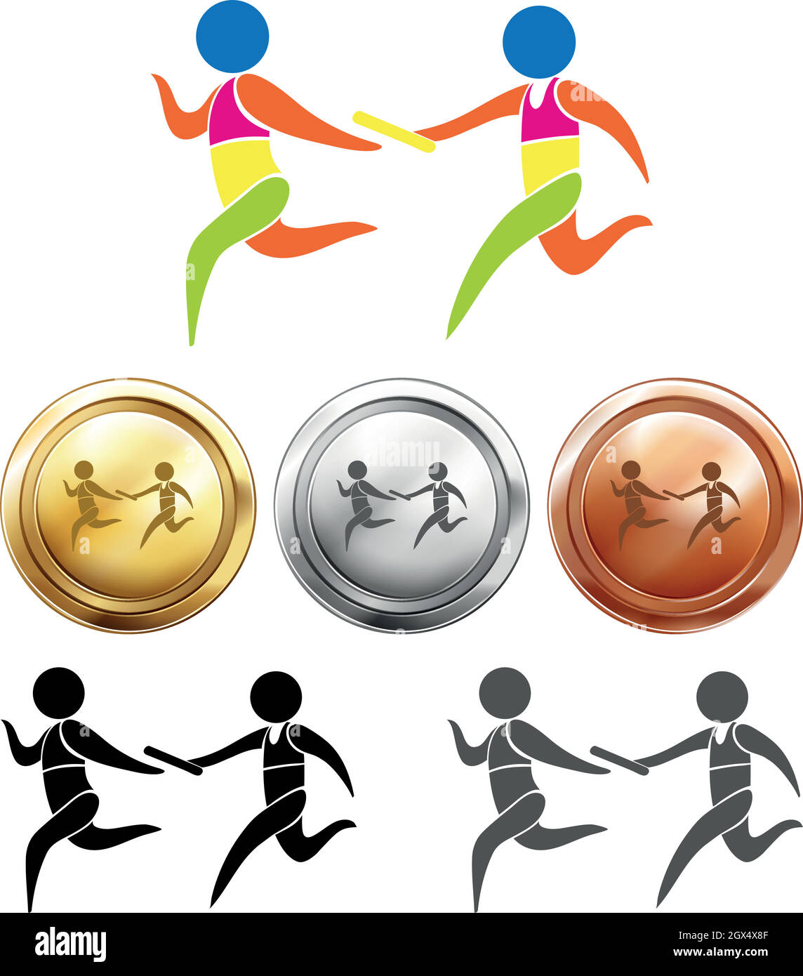 Sportmedaillen mit Staffellauf Stock Vektor