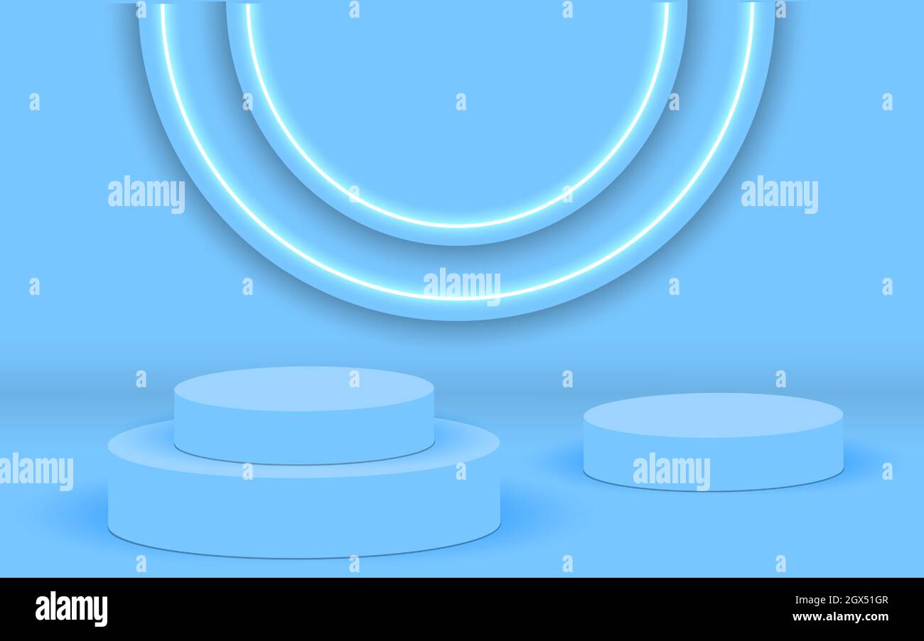 Blaues Podium auf blauem Hintergrund. Sockel. Szene Vektor Illustration EPS 10 Stock Vektor