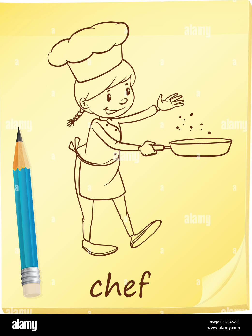 Ein Post-it mit einem Koch Stock Vektor