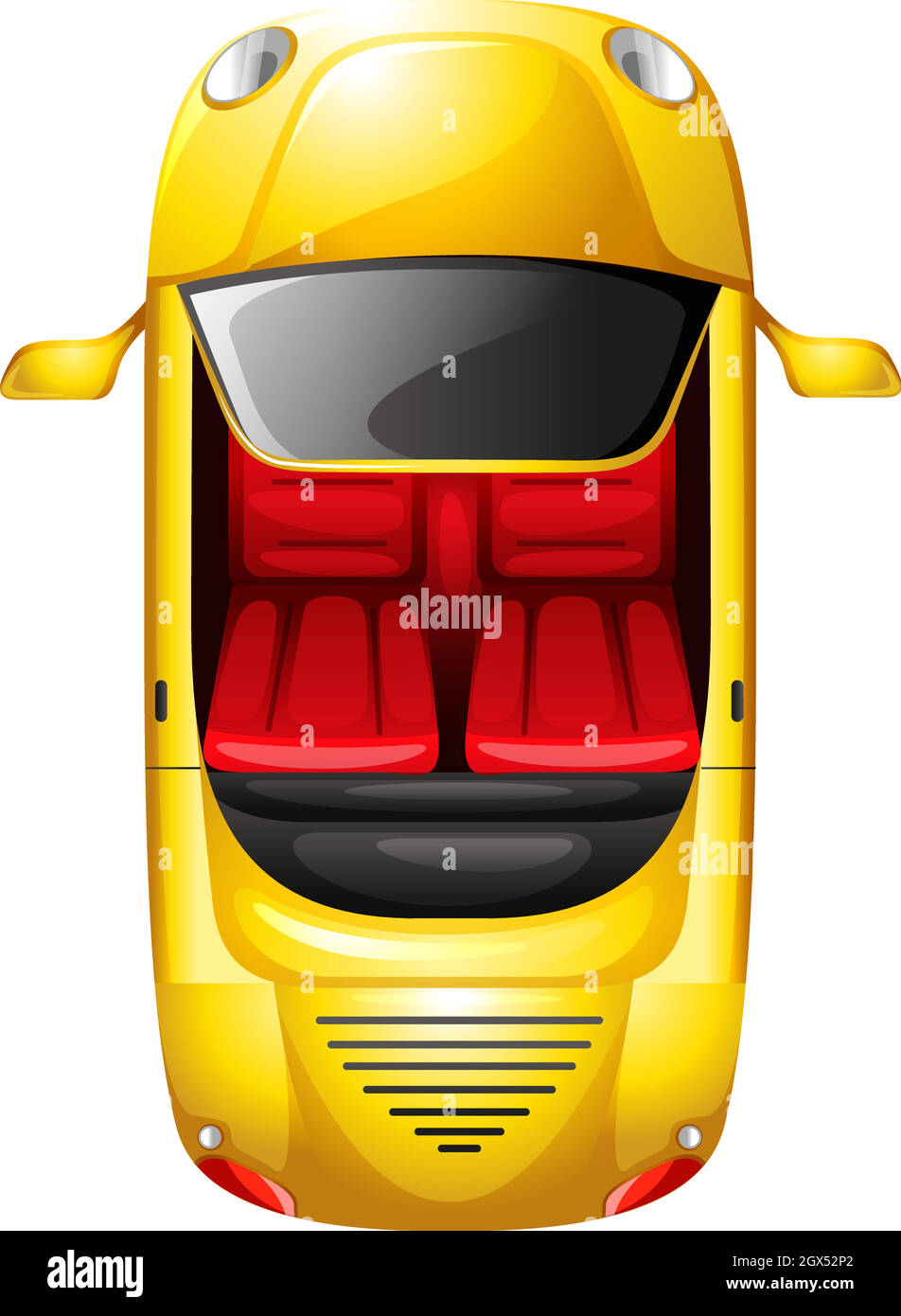 Ein blick auf ein gelbes Auto Stock Vektor