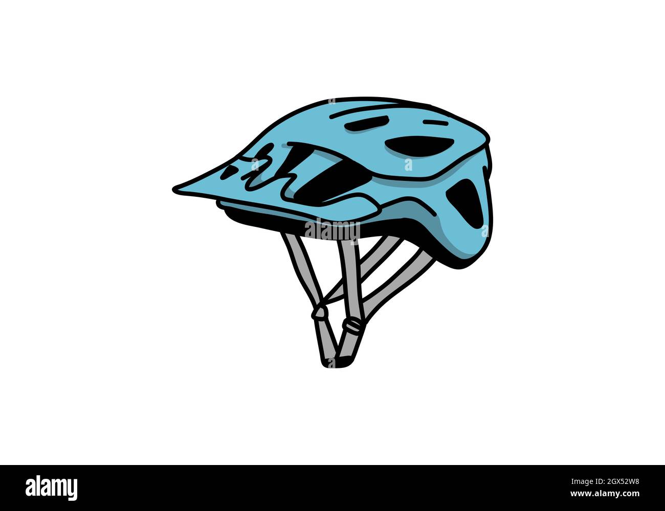 Blaue Farbe der Fahrrad Helm Illustration Design Stock Vektor