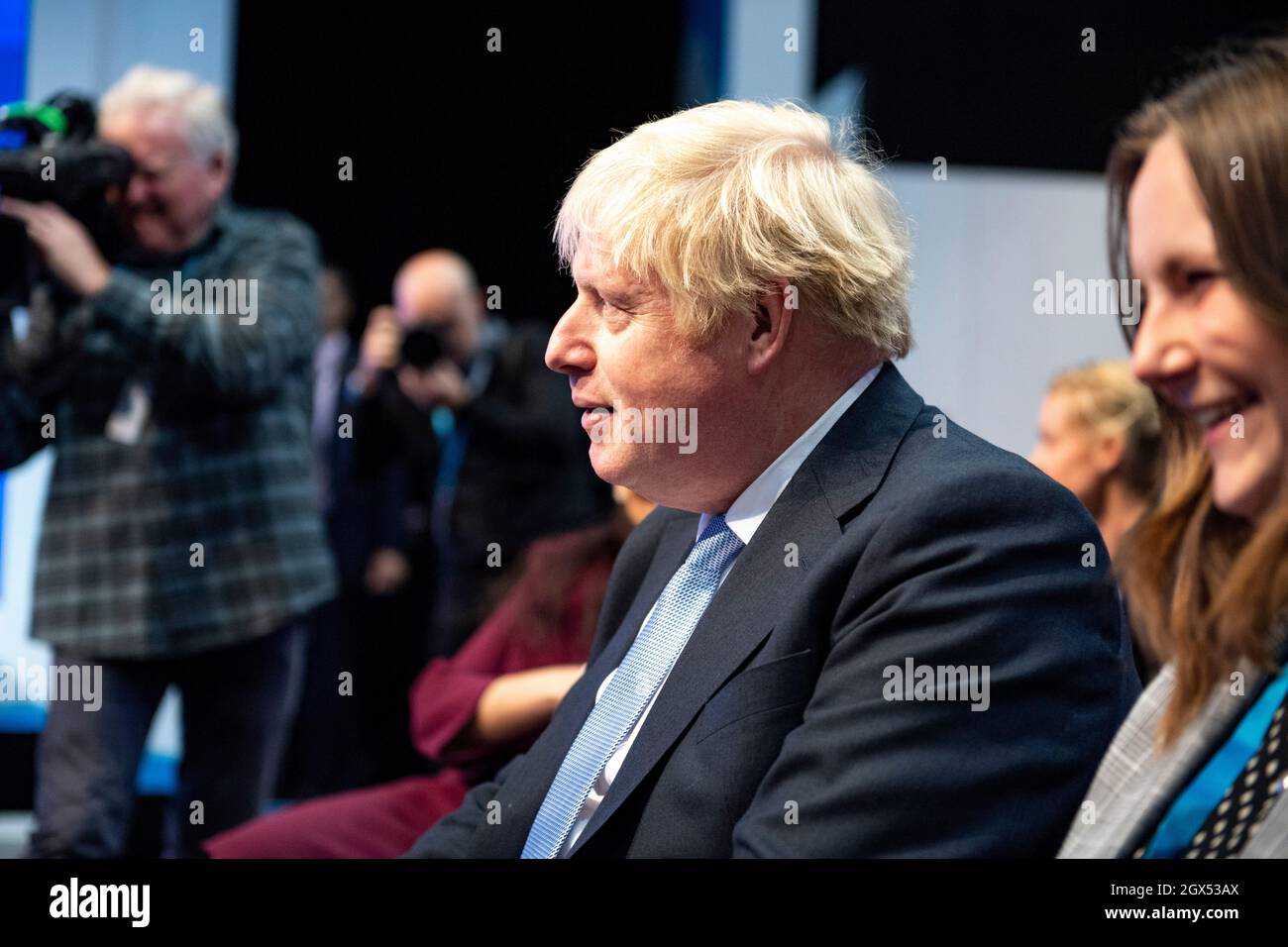 Manchester, England, Großbritannien. Oktober 2021. IM BILD: RT Hon Boris Johnson, britischer Premierminister, auf der Konferenz der Konservativen Partei #CPC21. Quelle: Colin Fisher/Alamy Live News Stockfoto