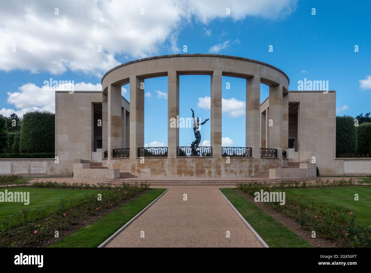 Der amerikanische Friedhof der Normandie blickt auf den Strand von Omaha Stockfoto