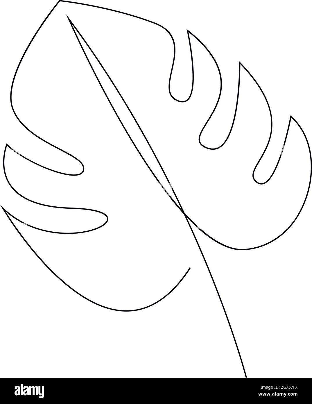 Monstera Blatt Linie Kunst. Kontur Zeichnung. Minimalistische Kunst. Moderne Einrichtung Stock Vektor