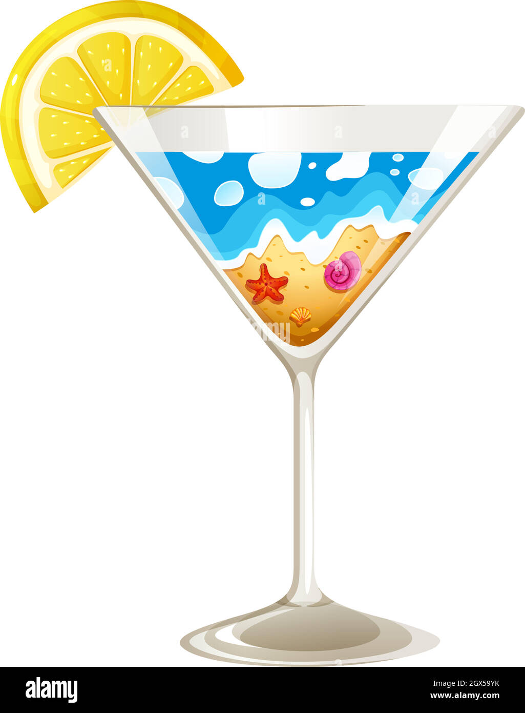 Ein Weinglas mit einem Hauch von Sommer Stock Vektor